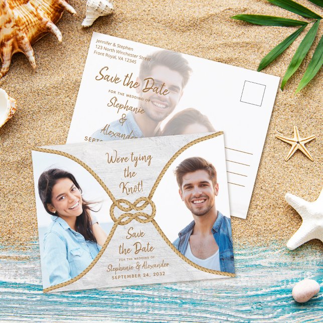 Carte Postale Faire-part Corde nautique jouant le mariage du noeud Enregist (Créateur téléchargé)