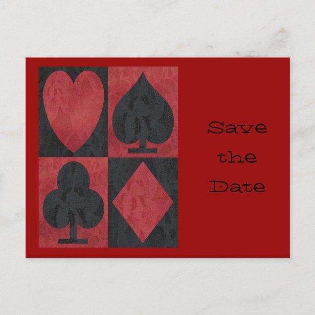 Carte Postale Faire-part Costumes rouges et noirs en dentelle, (Devant)