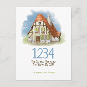 Carte Postale Faire-part Cottage Maison Aquarelle Nous Avons Déménagé Accue