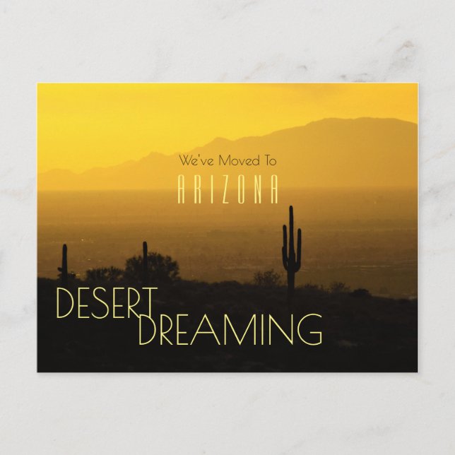 Carte Postale Faire-part Coucher de soleil en Arizona Cactus Saguaro en mou (Devant)