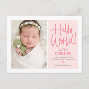 Carte postale Faire-part couleur modifiable Hello