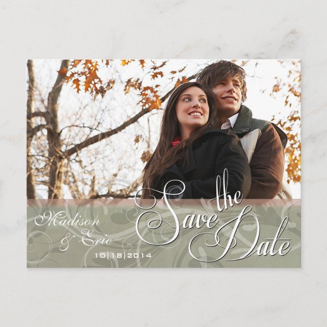 Carte Postale Faire-part Couleurs d'automne Simple Enregistrer la date (Devant)