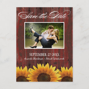 Carte Postale Faire-part Country Wood Rustic Tournesol Enregistrer les cart