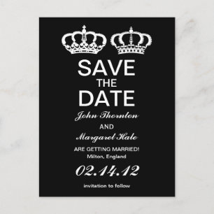 Carte Postale Faire-part Couple Royal Noir Blanc Save the Date