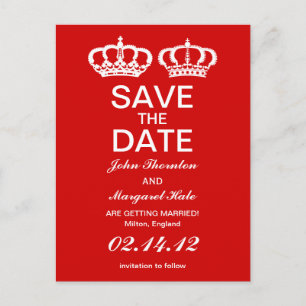 Carte Postale Faire-part Couple Royal Rouge Save the Date