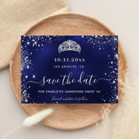 Couronne argentée bleue marine pour un Sweet 16 à