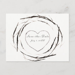 Carte Postale Faire-part Couronne de bâtons rustiques Branches Épargnez la