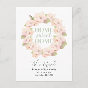 Carte Postale Faire-part Couronne de fleurs de cerisier rose et blanc pour 