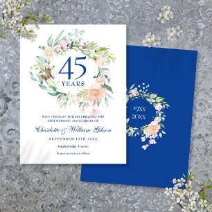 Carte Postale Faire-part Couronne de roses 45e 65e Anniversaire Enregistrez