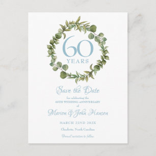 Carte Postale Faire-part Couronne de verdure pour la date de sauvegarde du 