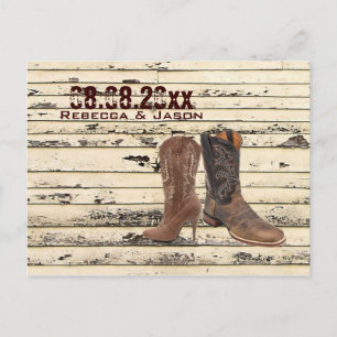 Carte Postale Faire-part Cowboy Boots Western mariage campagnard enregistre