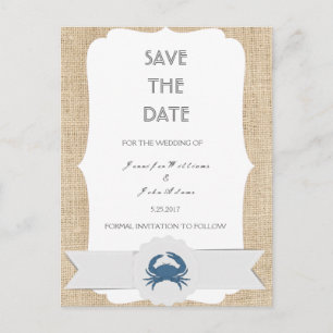Carte Postale Faire-part Crabe bleu Destination Mariage Enregistrer les car