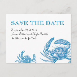 Carte Postale Faire-part Crabe Bleu Enregistrez la Date
