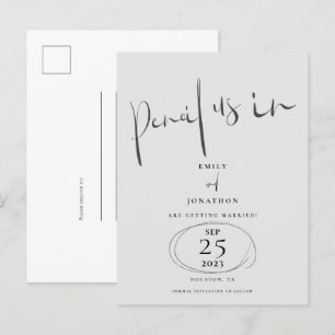 Carte Postale Faire-part Crayon Minimal Nous En Gris Script Enregistrer La 