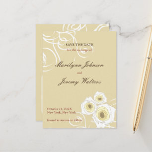 Carte Postale Faire-part Cream Roses Frotles Mariage Romantique Enregistrer