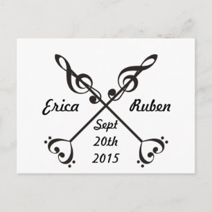 Carte Postale Faire-part Croisement de flèche de musique - faire gagner la