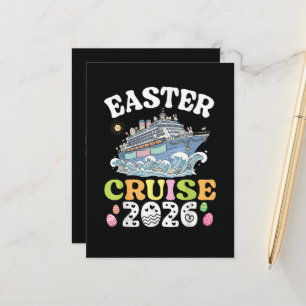 Carte Postale Faire-part Croisière de Pâques 2026 Vacances Lapin Bateau Pri