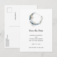 Croissant de Lune Bleu avec Fleurs Blanches