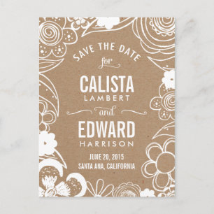 Carte Postale Faire-part Croquis Floral Enregistrer La Date - Artisanat