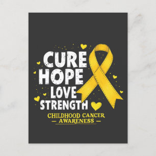 Carte Postale Faire-part Cure Hope Love Strenght Chilhood Cancer Awareness
