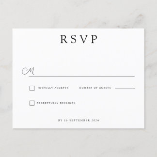 Carte Postale Faire-part Custom Minimalist Wedding RSVP