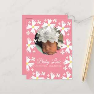 Carte Postale Faire-part Cute Daisy Florals Frontière Photo Bébé