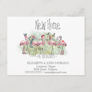 Carte Postale Faire-part Cute Flamants roses Rose Famille Santa Hat Nouvell