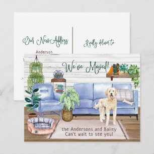 Carte Postale Faire-part Cute Goldendoodle Cosy New Home Moving       