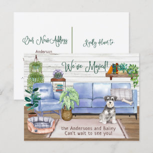 Carte Postale Faire-part Cute Schnauzer Cosy Nouvelle Maison Se Déplacer   
