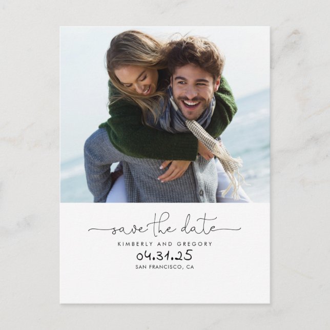 Carte Postale Faire-part Cute Simple et Minimal Enregistrer la photo Date (Devant)