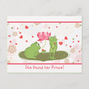 Carte Postale Faire-part Cute Whimsical Frogs Coeurs Enregistrer La Date