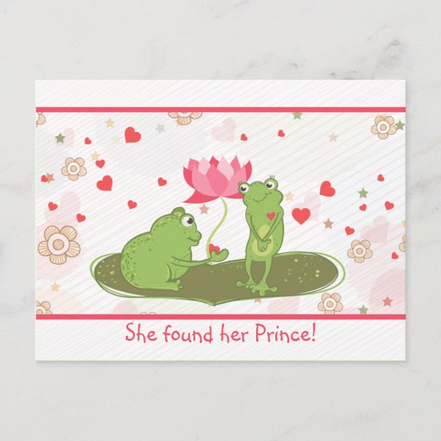 Carte Postale Faire-part Cute Whimsical Frogs Coeurs Enregistrer La Date (Devant)