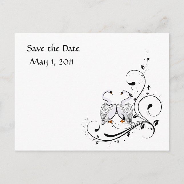 Carte Postale Faire-part Cygne blanc Enregistrer la date (Devant)