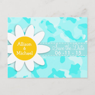 Carte Postale Faire-part Daisy sur Camo Celeste ; Camouflage