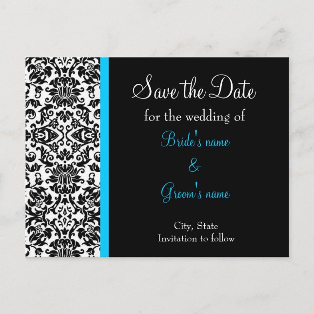 Carte Postale Faire-part Damas Enregistrer la date (Devant)