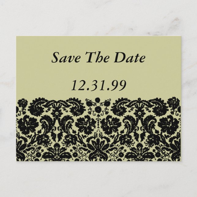 Carte Postale Faire-part Damask En Noir (Devant)