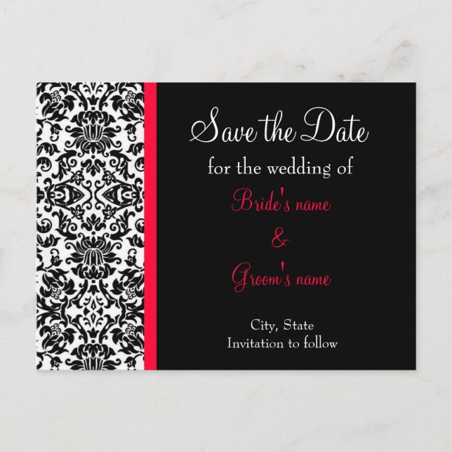 Carte Postale Faire-part Damask Enregistrer la Date (Devant)