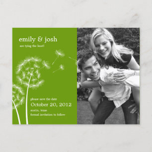 Carte Postale Faire-part Dandelion Wish Photo Save The Date (Vert)