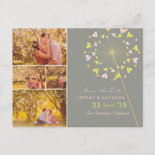 Carte Postale Faire-part Dandelions Love Hearts 4 Multi Photo Enregistrer L