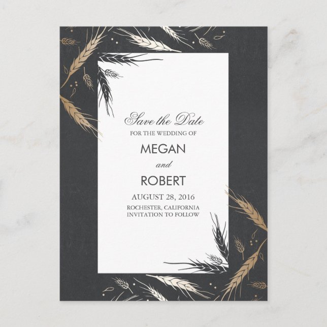 Carte Postale Faire-part Date d'automne moderne en or à sauver (Devant)