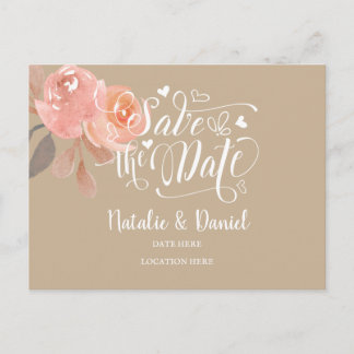 Carte Postale Faire-part Date de mariage personnalisée avec fleurs