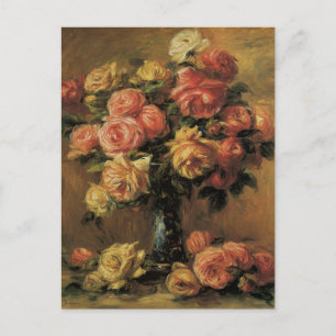 Carte Postale Faire-part Date de mariage rétro ! Roses dans un vase de Reno