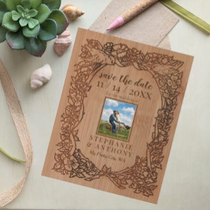Carte Postale Faire-part Date de sauvegarde de photo d'oiseau de fleur sauv