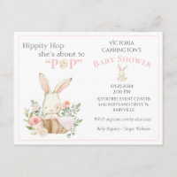 Faire-part de Baby Shower Fille aux Fleurs Roses L