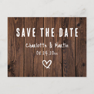 Carte Postale Faire part de date de mariage en bois rustique cam