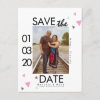 Faire-part de date de sauvegarde de confettis phot