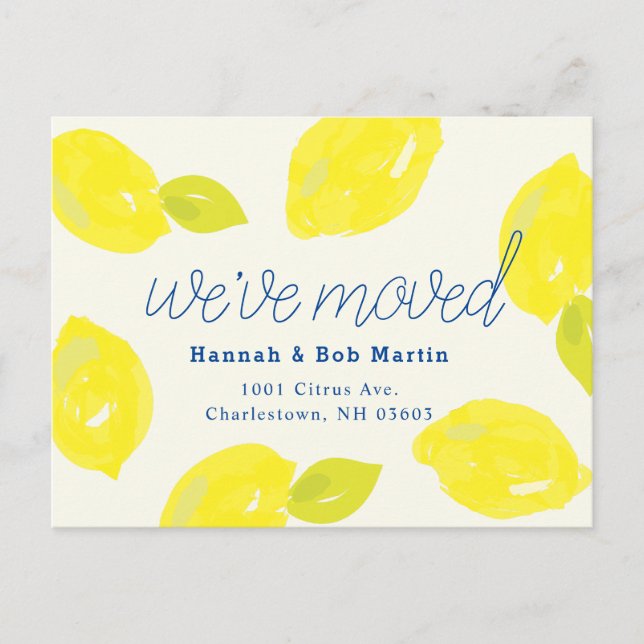 Carte postale Faire-part de déménagement au citron (Devant)