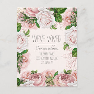 Carte Postale Faire-part de déménagement Roses roses blush vinta