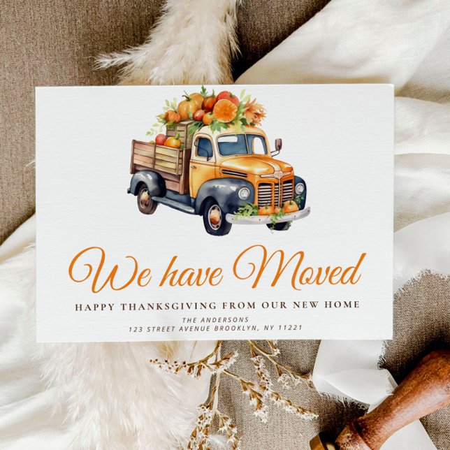 Carte Postale faire-part de déplacement de camion citrouille (Créateur téléchargé)