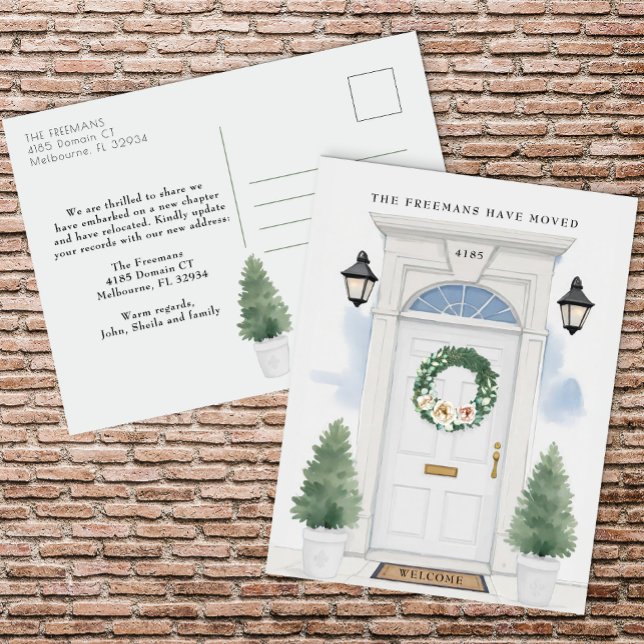 Carte Postale Faire-part de déplacement de la porte avant blanch (New House Postcard)